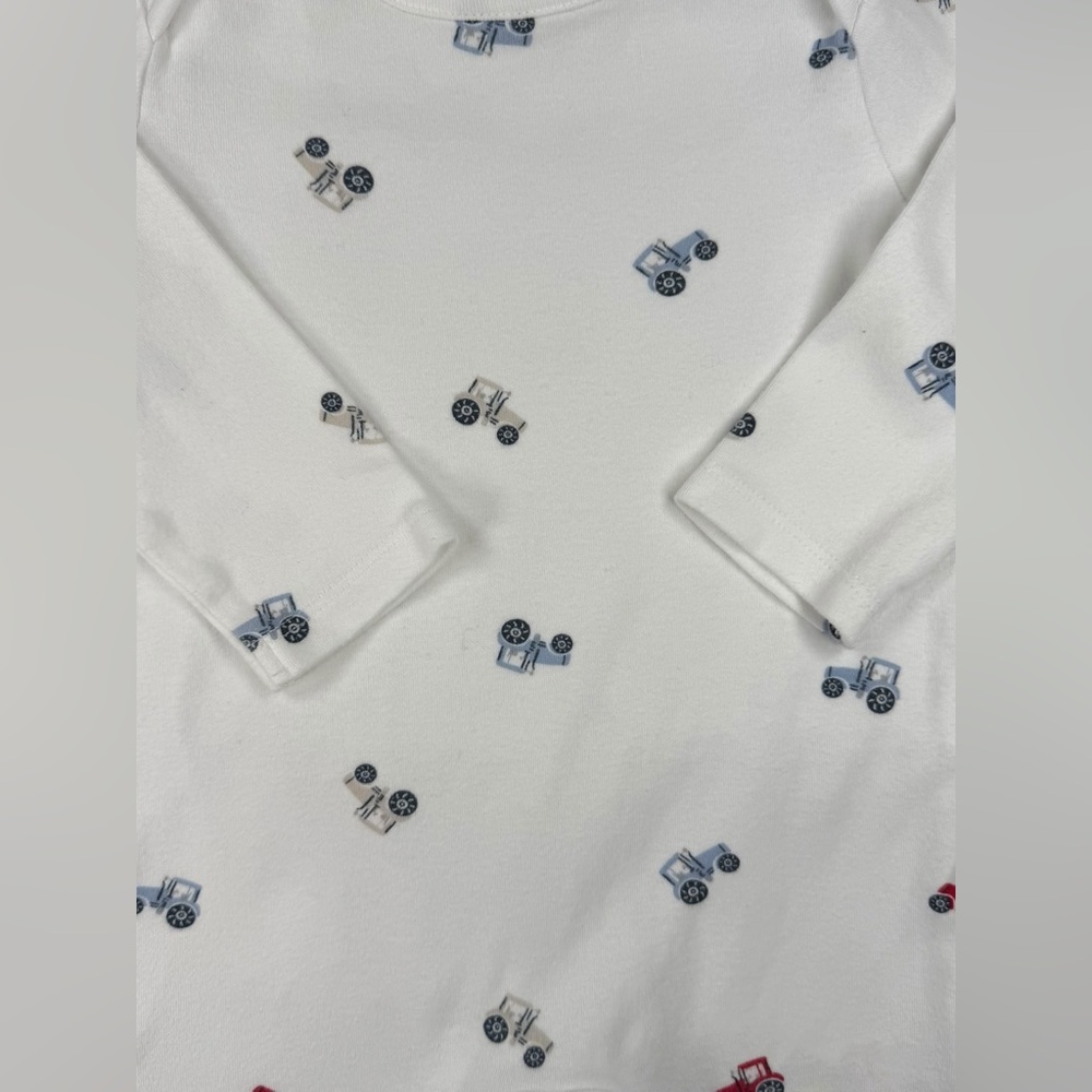 THE LITTLE WHITE COMPANY Baby Boy Cotton Tractor Print One Piece Romper - 6-9M - Picture 2 of 3